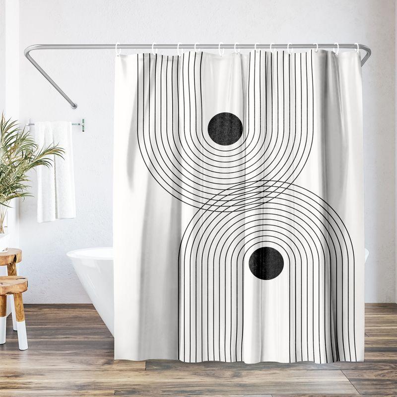 Black and White Geometric Polyester Shower Curtain