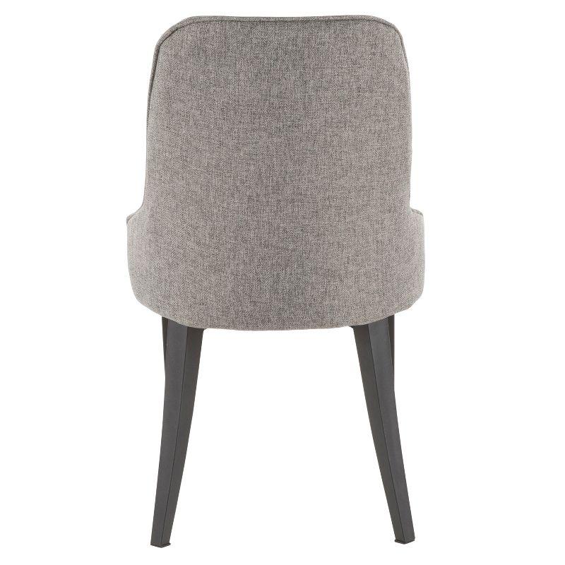 Elegant Gray Upholstered Parsons Chair with Black Metal Legs - Set of 2