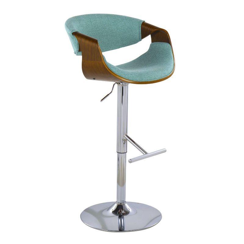 Teal Walnut Adjustable Swivel Bar Stools, Set of 2