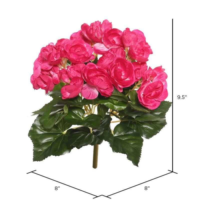 Lifelike Hot Pink Begonia Bush in Polyester 9.5"