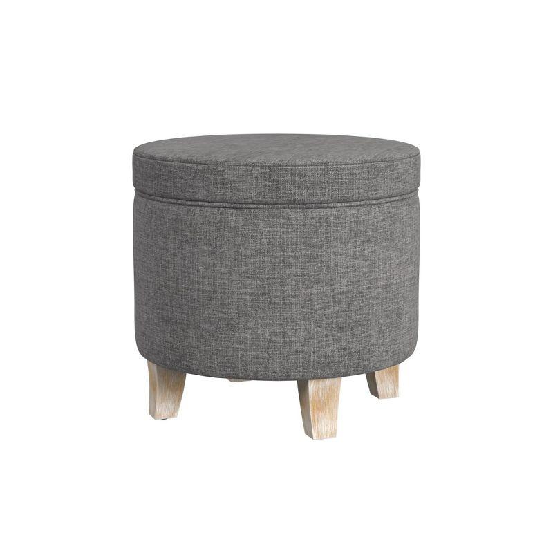 Cole Classics Round Storage Ottoman Flared Wood Leg Blue/White - HomePop: Cushioned, Polyester Upholstery, Geometric Pattern