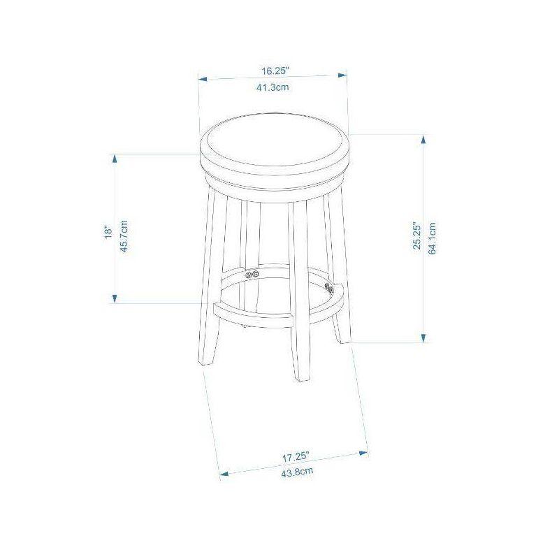 Linon Maya Faux Leather Swivel Backless Counter Height Barstool Brown: Upholstered, Wood Legs, 225 lbs Capacity
