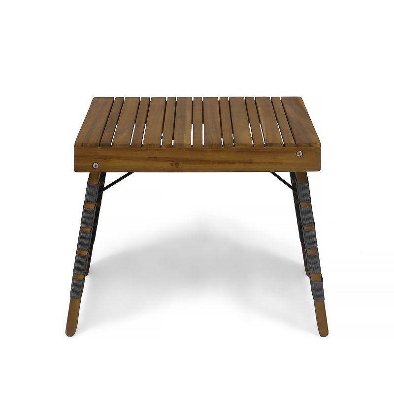 Huntsville Acacia Wood Foldable Side Table - Brown Patina/Gray - Christopher Knight Home: Water-Resistant, No Assembly Required