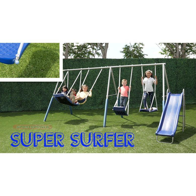 Sportspower Super Surfer Metal with 6' Slide Skyflyer Surfboard Standing Swing Set