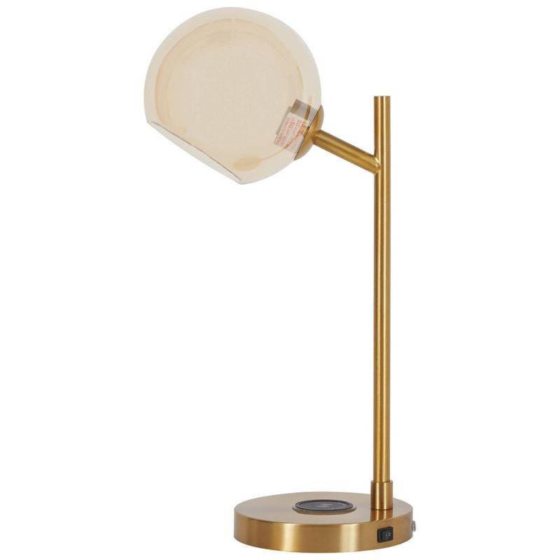 Abanson Desk Lamp Amber/Gold - Signature Design by Ashley: Metallic Finish, USB Port, Wireless Charging