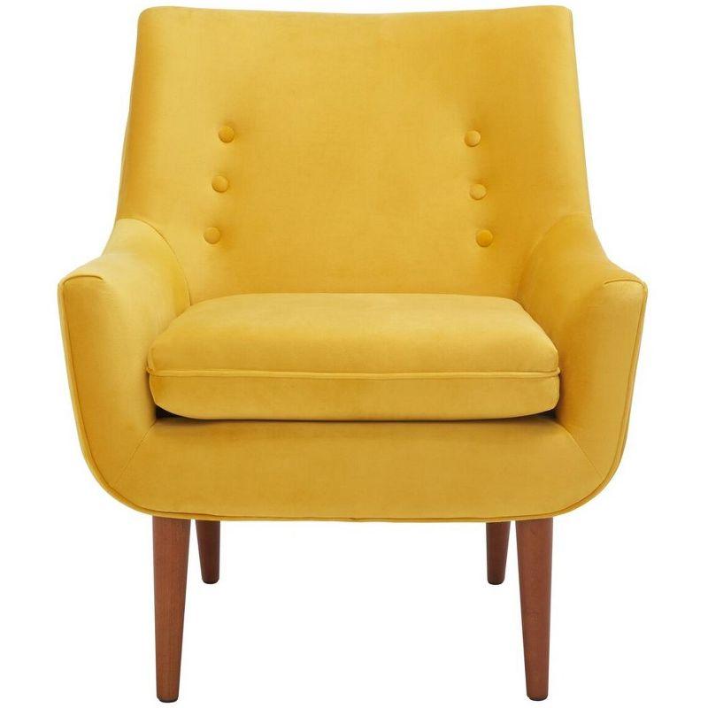 Amina Gold Velvet and Wood Tufted Accent Chair