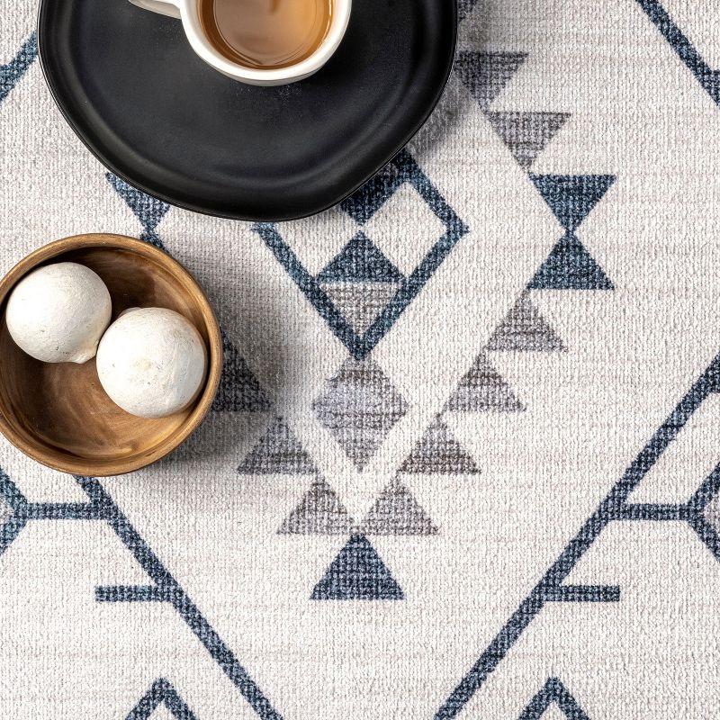 Nuloom Evalyn Diamond 2x6 Machine Washable Runner Indoor Area Rug for Living Room Bedroom Dining Room Entryway Hallway Kitchen, Cream/Ivory
