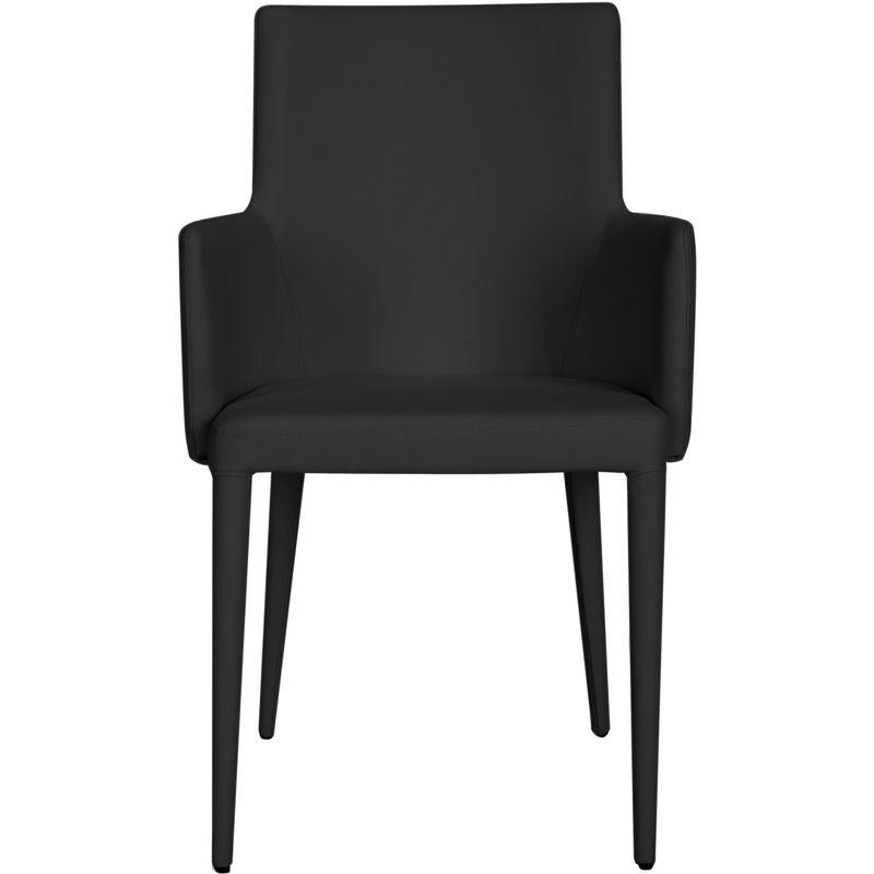 Black Faux Leather and Metal Transitional Arm Chair