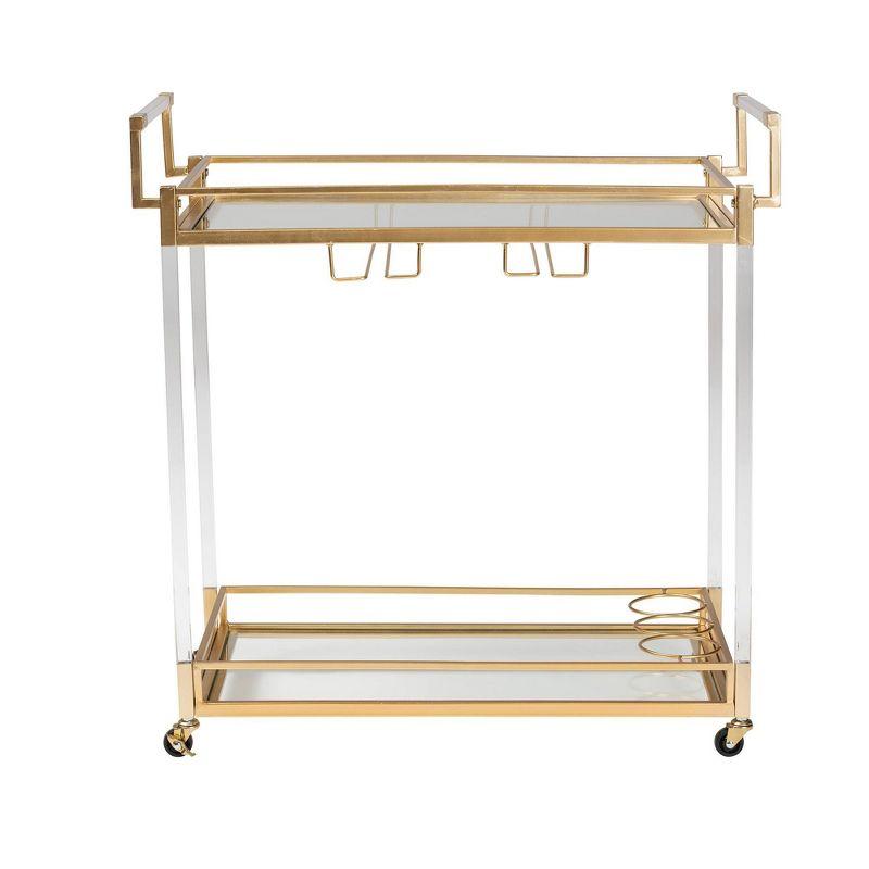 Savannah Gold Metal and Glass Wine Cart with Storage