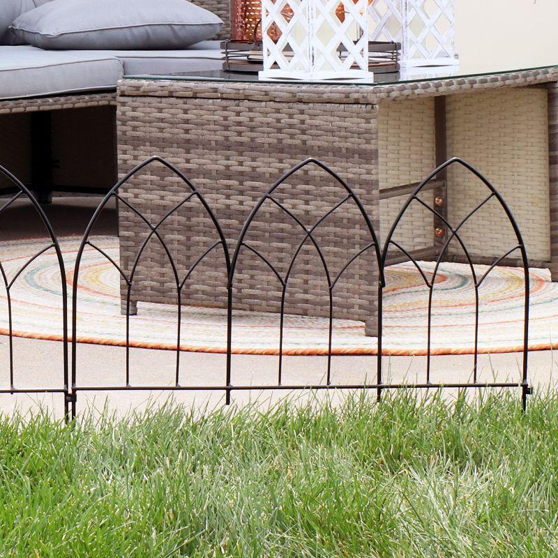 Sunnydaze Outdoor Lawn and Garden Metal Narbonne Style Decorative Border Fence Panel Set - 9' - Black - 5pk