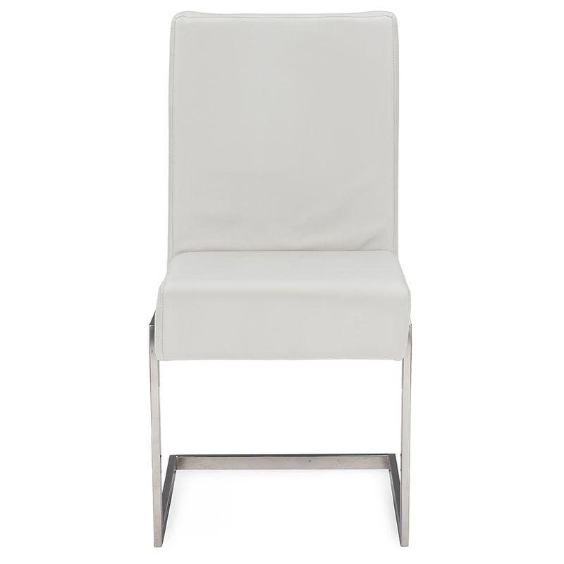 Set of 2 Toulan Modern & Contemporary White Faux Leather Upholstered Stainless Steel Dining Chairs - Baxton Studio