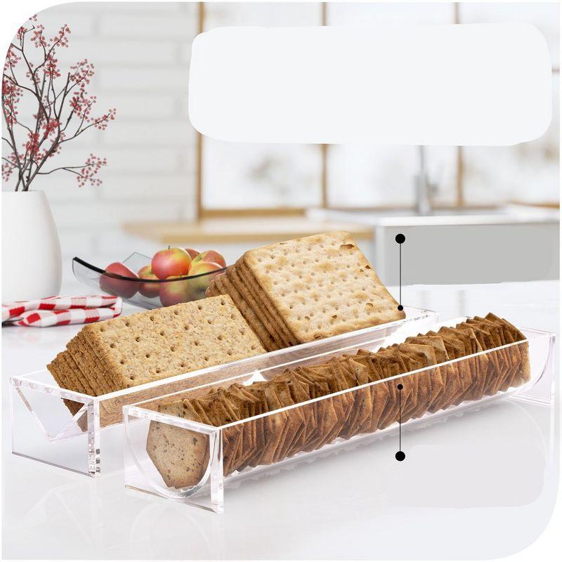 Srenta Clear Cracker Tray for Serving, Set of 2 Rectangular Cracker Holder for Serving Trays, Acrylic Food Display Cracker Serving Stand for Home