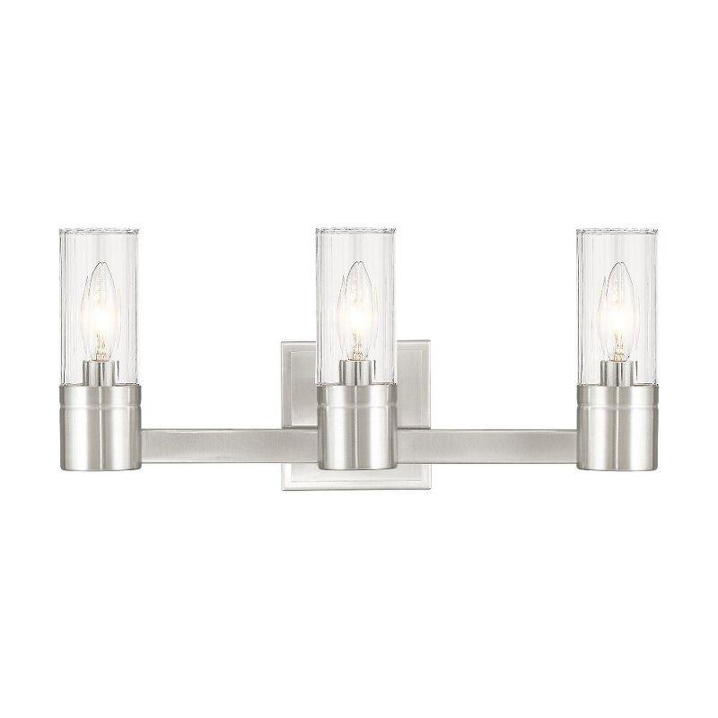 Midtown Brushed Nickel 3-Light Vanity with Clear Fluted Glass