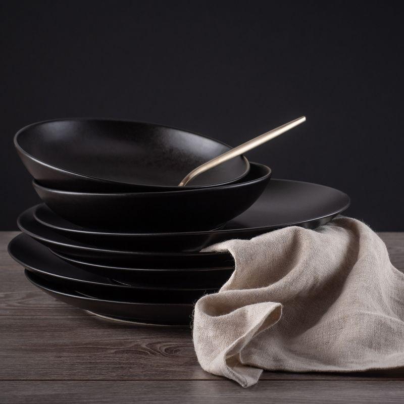 Black Matte 12-Piece Ceramic Dinnerware Set, Service for 4