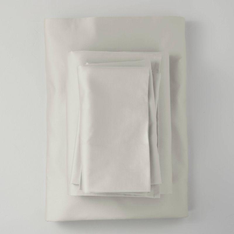Queen 500 Thread Count Washed Supima Sateen Solid Sheet Set Natural - Casaluna™