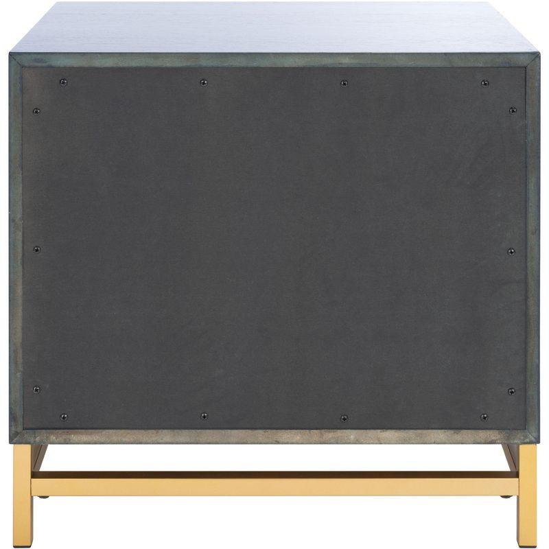 Fenno 2 Drawer Nightstand - Teal/Brass - Safavieh.