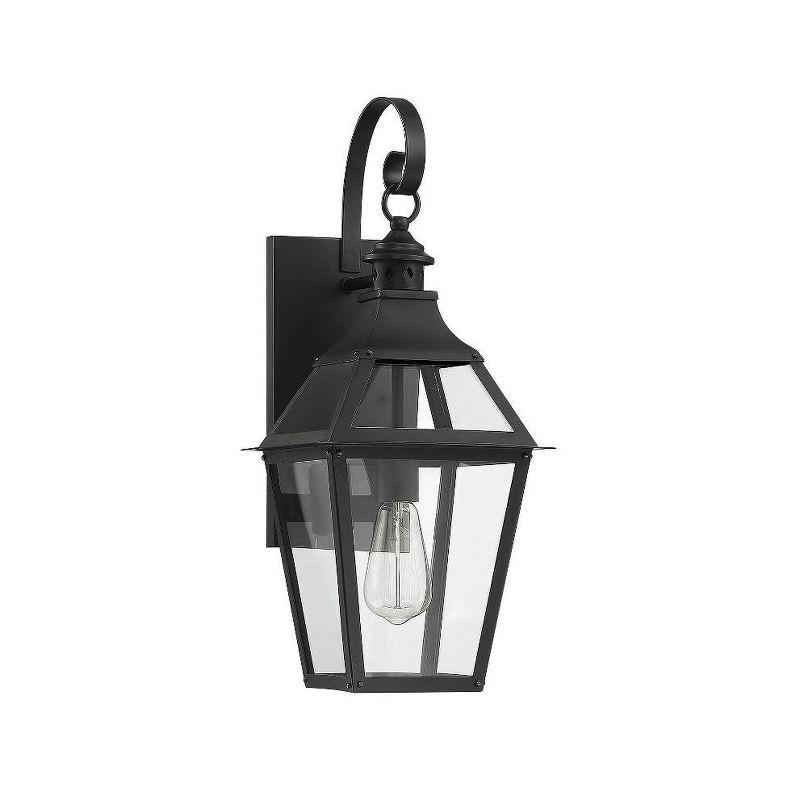 Jackson 1-Light Outdoor Wall Lantern in Matte Black with Gold Highlights