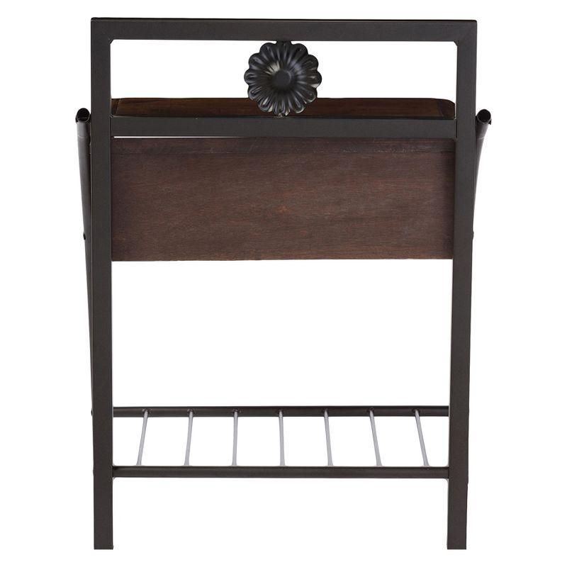 Jevenci Vintage Antique Dark Bronze Metal And Wood 1-Drawer Nightstand - Walnut - Baxton Studio