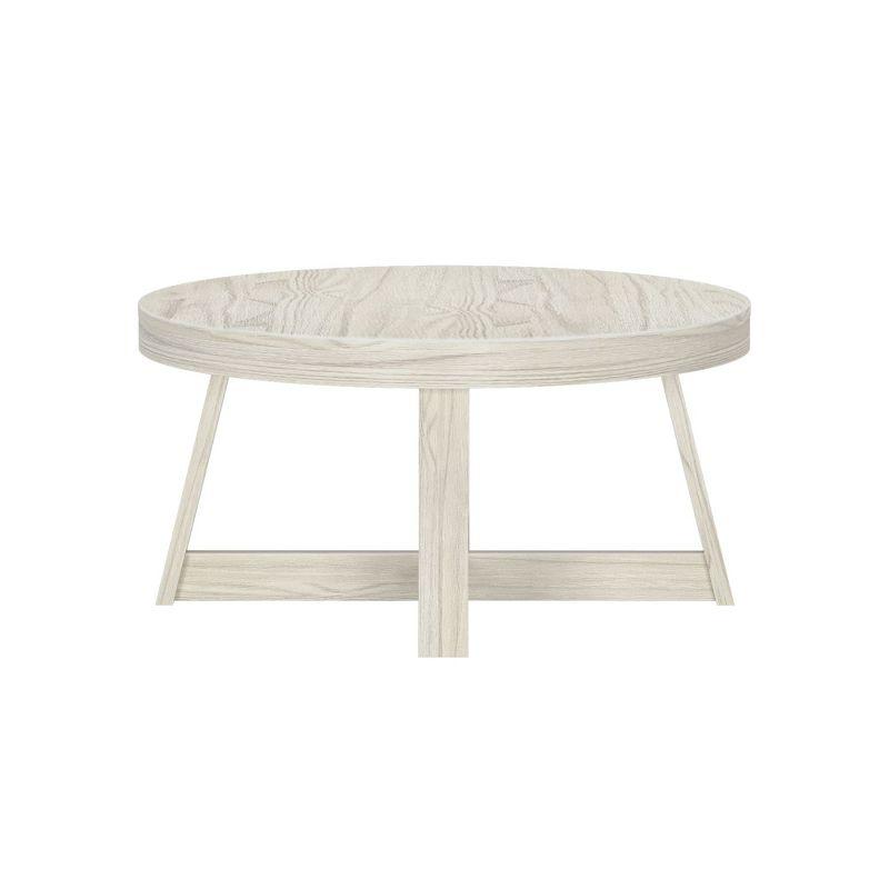 Plank+Beam Classic Solid Wood Round Coffee Table, 36" Farmhouse Table for Living Room