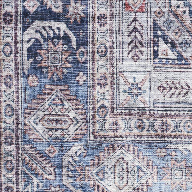 Brilliance Vintage Medallion 2' x 6' Blue Multi Washable Rug