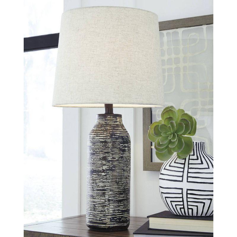 Set of 2 Mahima Paper Table Lamps Black/White - Signature Design by Ashley: Urban Industrial, 3-Way Switch, UL Listed