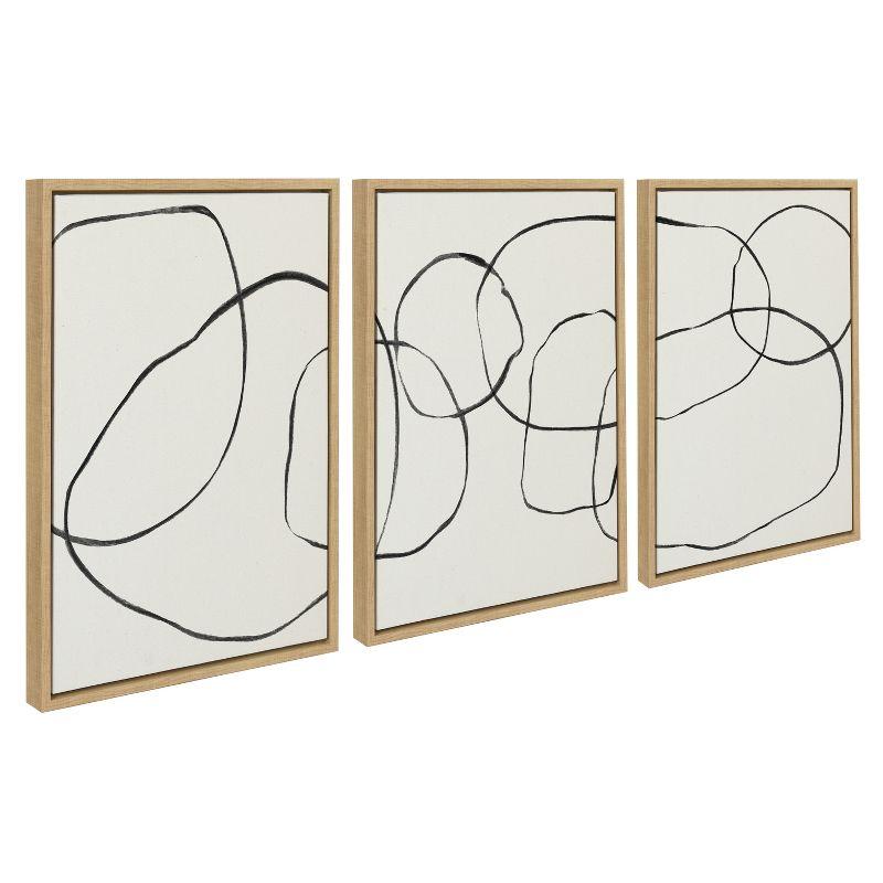 Natural Black and White Abstract Canvas Art Set