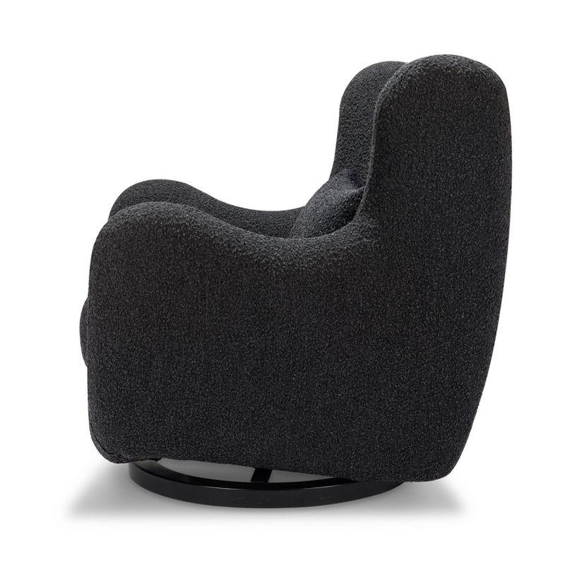 Solstice Swivel Glider in Black Boucle with Curved Back