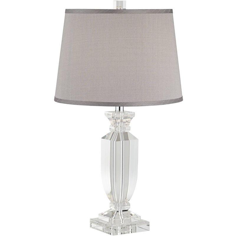 Vienna Full Spectrum Traditional Table Lamp 25" High Crystal Body Gray Tapered Drum Shade for Living Room Bedroom Bedside Nightstand Family