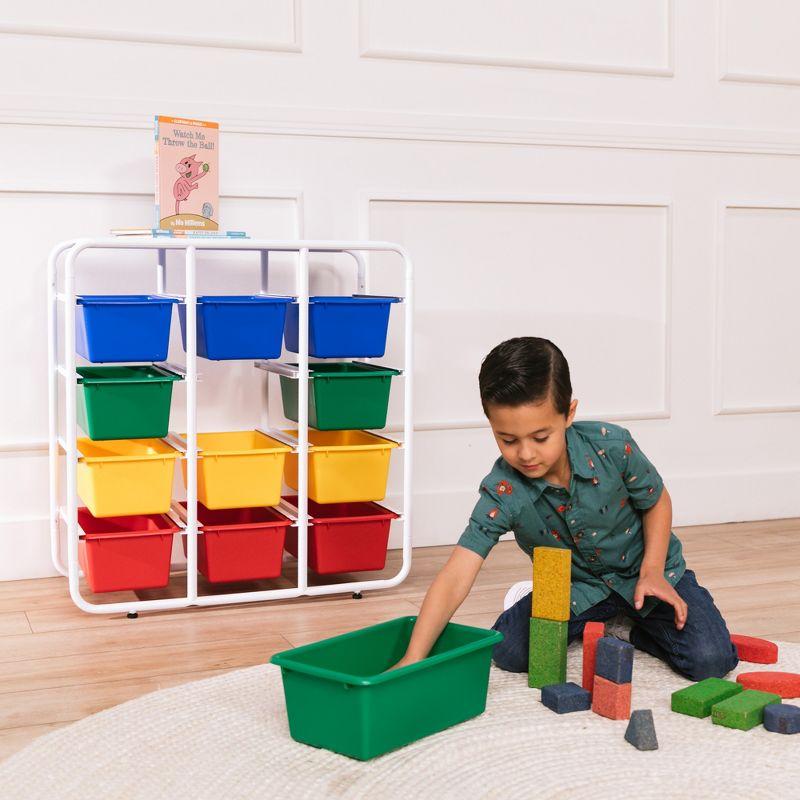 ECR4Kids 4-Tier Storage Rack with 12 Cubby Bins 4x3