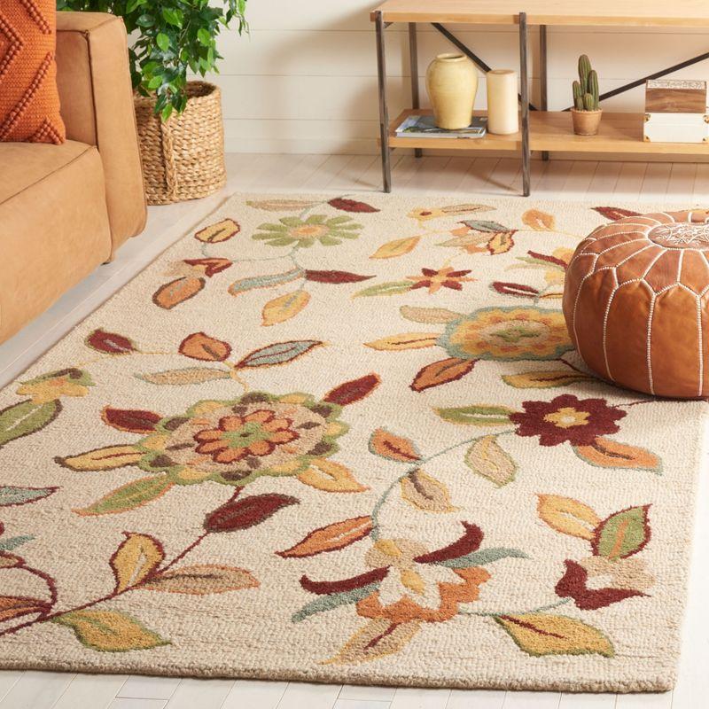 Blossom Beige and Multicolor Floral Wool Area Rug