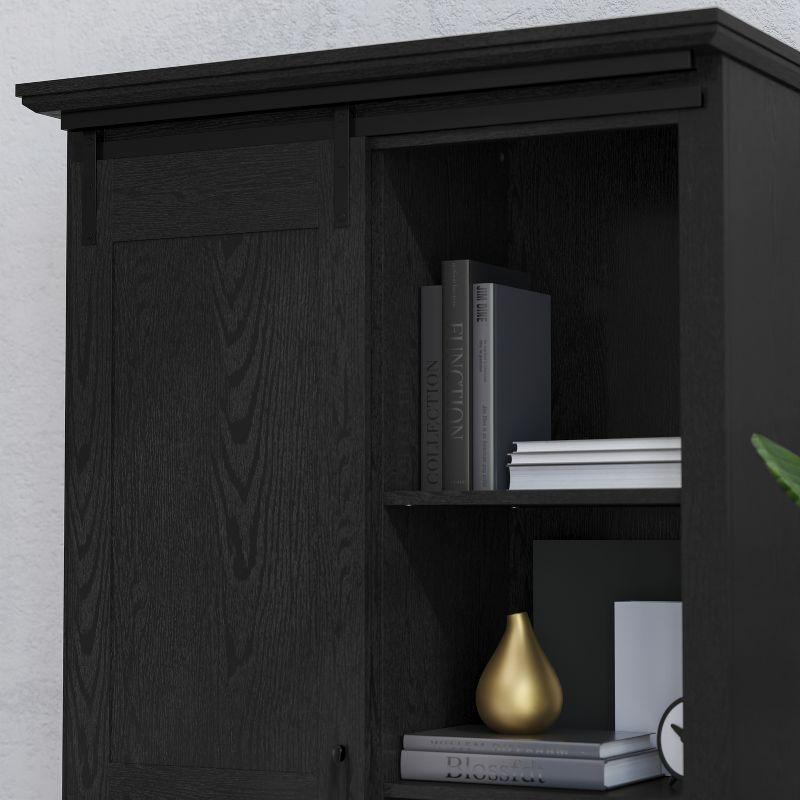 Black Farmhouse Freestanding Storage Cabinet with Adjustable Shelving