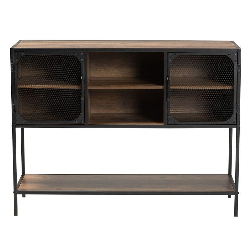 Baxton Studio Cardea Modern Industrial Walnut Brown Finished Wood and Black Metal 2-Door Sideboard