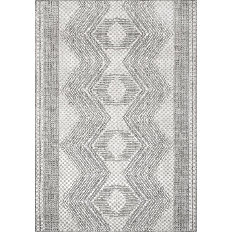 Light Grey Rectangular Easy-Care Synthetic Area Rug, 6'7" x 9'