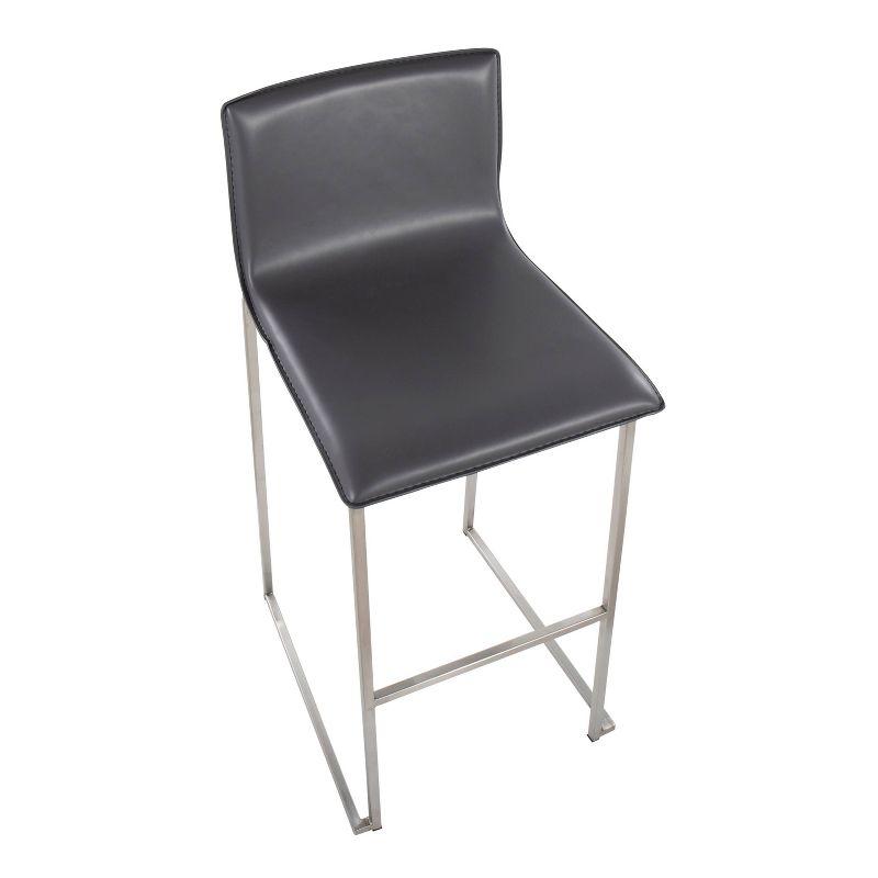 Set of 2 Mara Upholstered Barstools Stainless Steel Gray - Lumisource