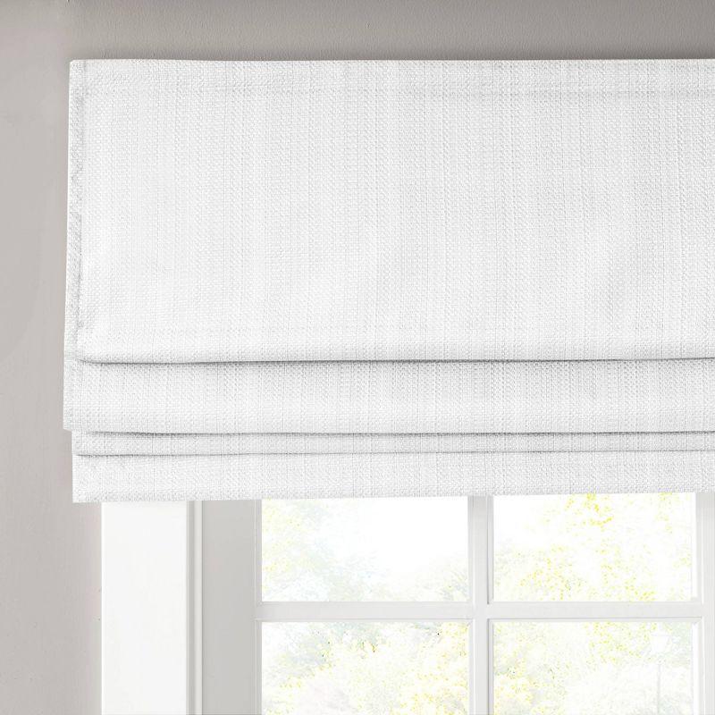 27"x64" Paxton Basketweave Room Darkening Cordless Roman Shade White - Madison Park: Window Blinds, Indoor Use