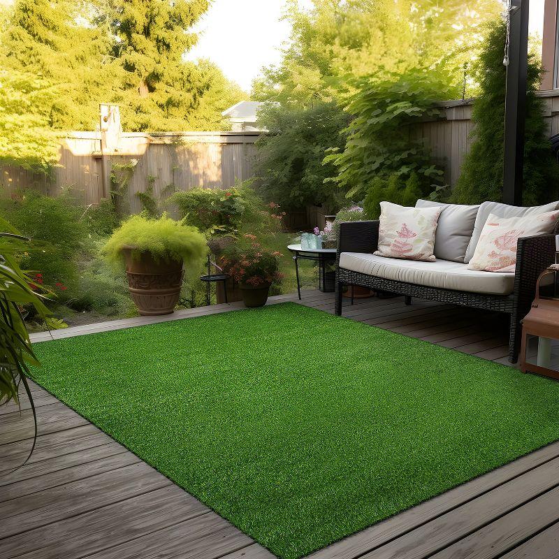 World Rug Gallery Artificial Turf Solid Grass Indoor Outdoor Area Rug