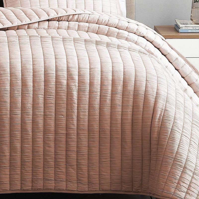 Riverbrook Home 2pc Twin Moonstone Quilt Bedding Set Light Pink: Microfiber, Includes Sham, Machine Washable