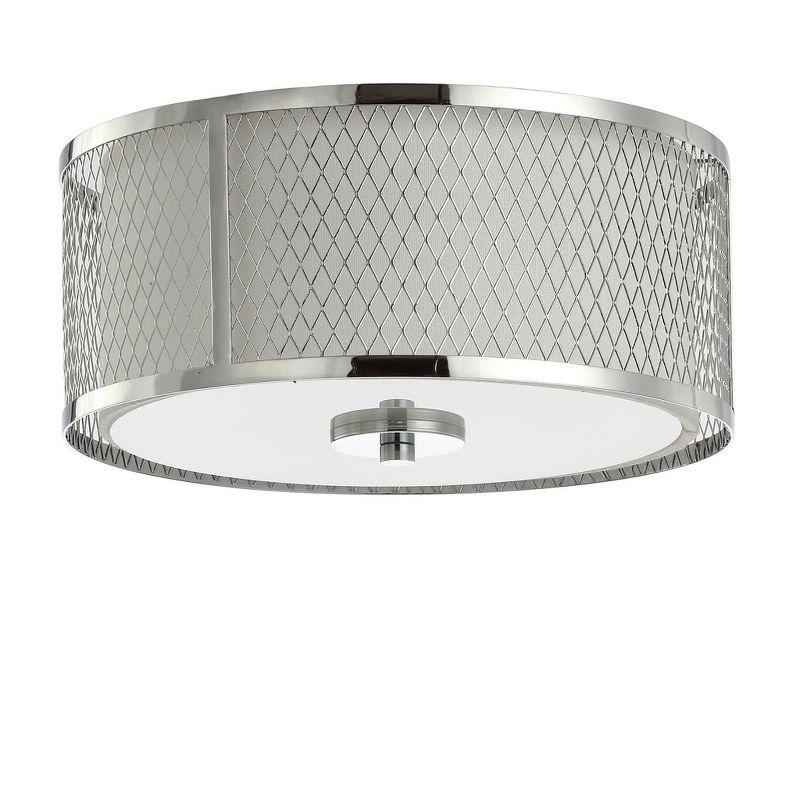 Braydon 12'' Chrome Drum Flush Mount with White Cotton Shade