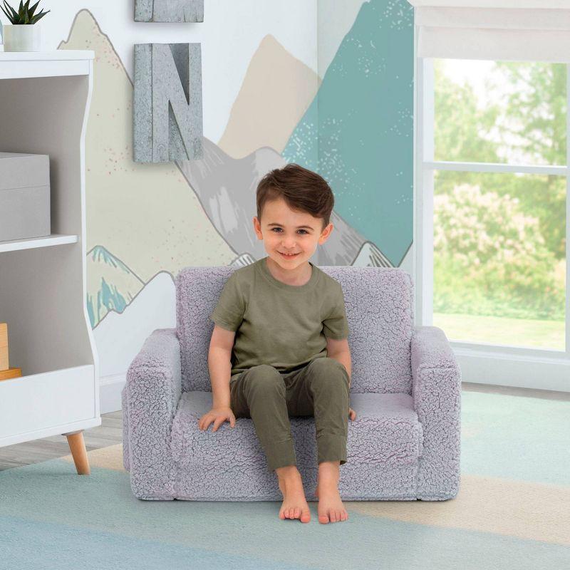 Delta Children Kids' Cozee Flip-Out Faux Shearling 2-in-1 Convertible Chair - Gray