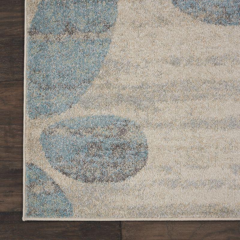 Serene Botanical Ivory & Light Blue 8'10" x 11'10" Viscose Area Rug