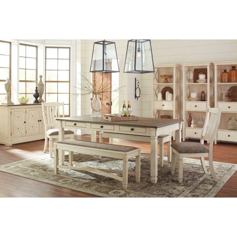 Dining Table Cream - Signature Design by Ashley: Farmhouse Style, 6 Drawers, Rustic Plank Top