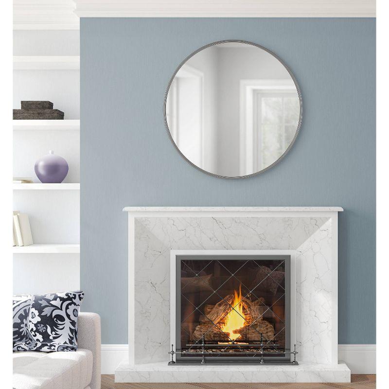 30" Caskill Round Wall Mirror Gray - Kate & Laurel: Chic Oversized Decor, No Assembly Required
