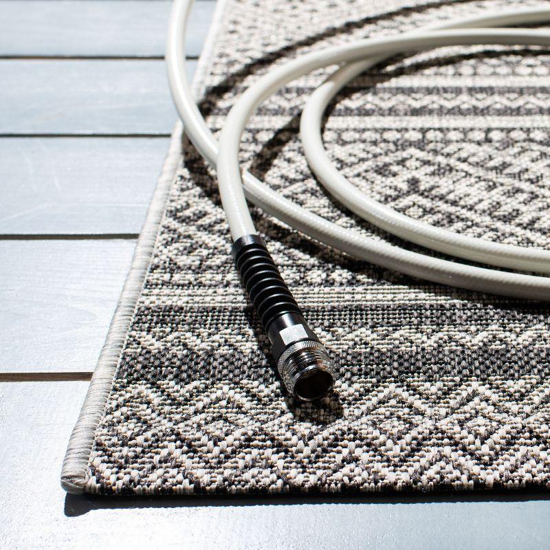 Black and Gray Geometric Indoor/Outdoor Runner Rug