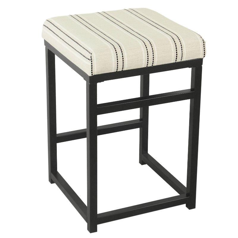 Sleek Industrial Black and White Stripe 24" Metal Counter Stool