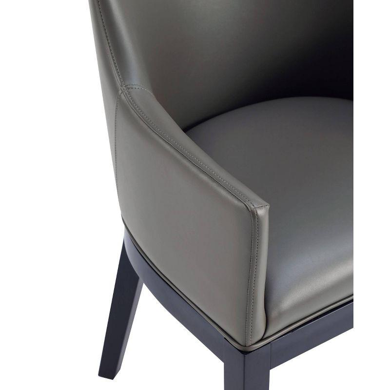 Pebble Grey Modern Upholstered Faux Leather Low Side Chair