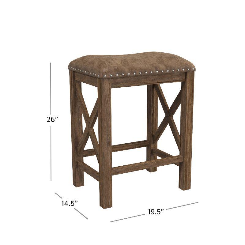 Set of 2 Willow Bend Counter Height Barstool Walnut/Brown- Hillsdale Furniture: Upholstered, Rustic Finish, Wood Frame