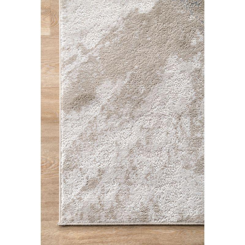 Eco-Friendly Abstract Beige 5' x 8' Synthetic Area Rug