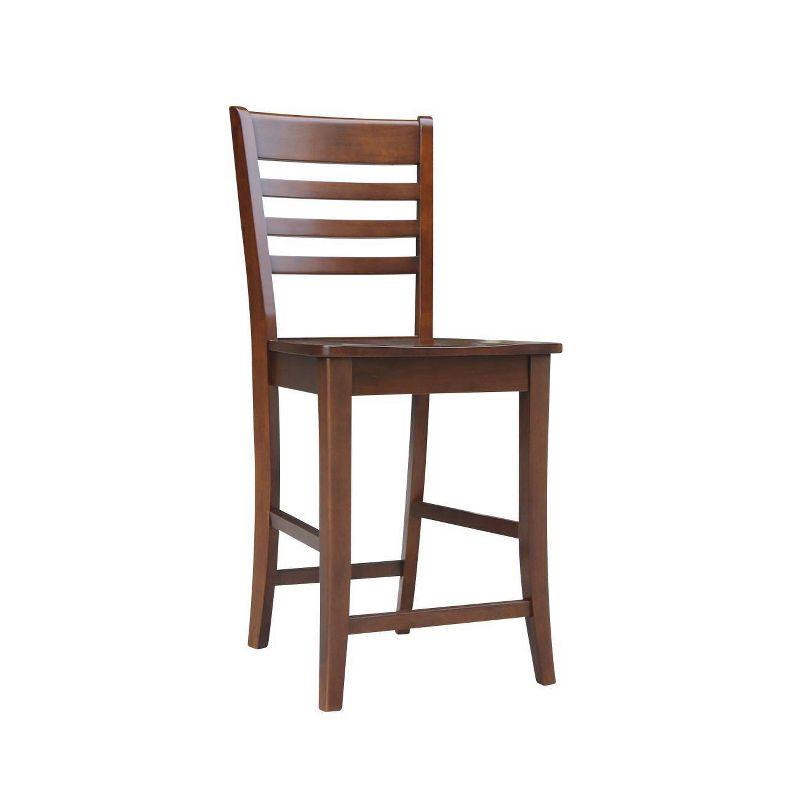 Counter Height Barstool Roma Solid Wood Espresso - International Concepts: 24" Seat, Unupholstered