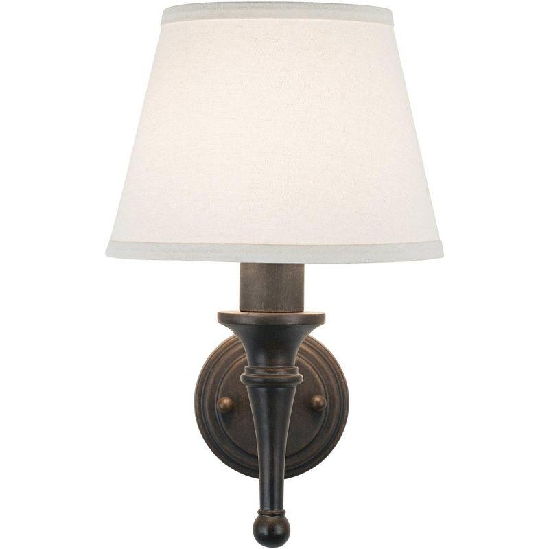 Braidy Bronze Farmhouse 15" Plug-In Wall Sconce with Ivory Cotton Shade