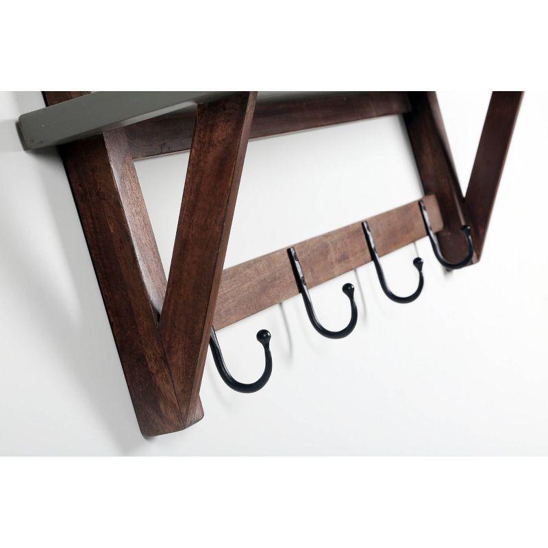 Brookside Entryway Coat Hook Concrete Coated Top and Wood Light Gray/Brown - Alaterre Furniture: Hardwood Wall Rack, Metal Hardware